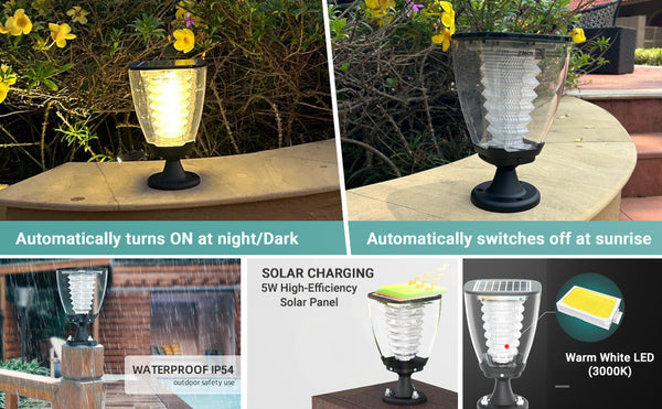 IFITech Outdoor Solar Gate Lights | Modern Outdoor Post Lights