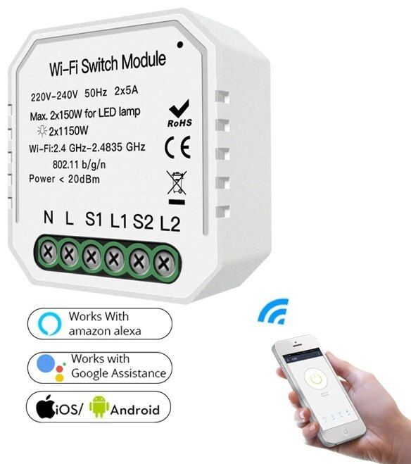 IFITech WiFi Timer Controller 2 Gang Switch | App Control