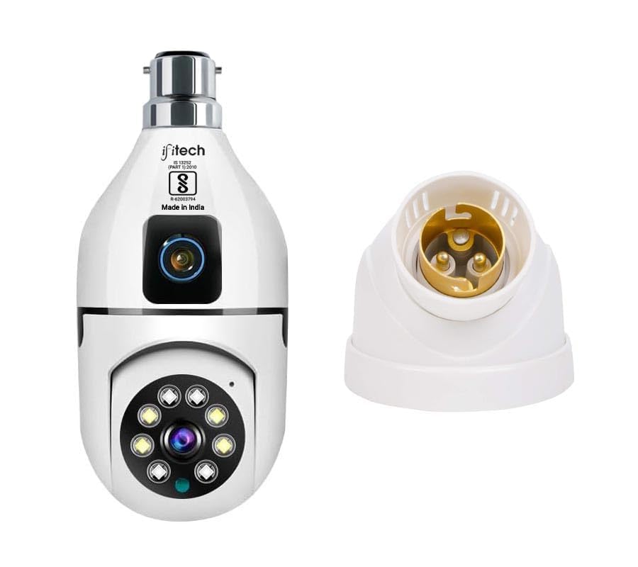 IFITech 4Mp 1920 x 1080 Dual Lens Wireless Home Security WiFi Camera with Angle Adjustable Holder