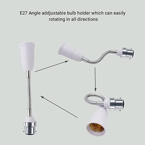 IFITech B22 to E26/E27 Flexible Gooseneck Extension Bulb Holder with Converter (Pack Of 1, Size:7.5Inch)