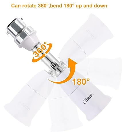 IFITech B22 to E26/E27 Adjustable Flexible Extension Bulb Holder Socket (Pack of 1, 5.5 inch/14cm)