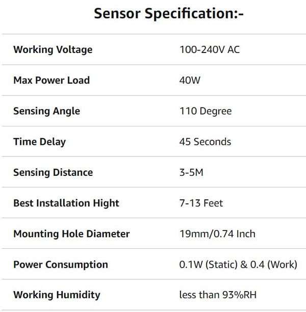 IFITech Energy Saving PIR-B Motion Sensor Switch with Day Night Sensor - Works Only Night, Max Load- 40W (White)