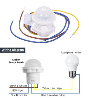 IFITech Energy Saving PIR-B Motion Sensor Switch with Day Night Sensor - Works Only Night, Max Load- 40W (White)