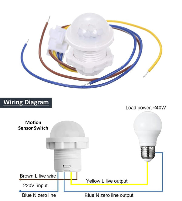 IFITech Energy Saving PIR-B Motion Sensor Switch with Day Night Sensor - Works Only Night, Max Load- 40W (White)