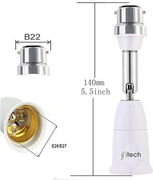 IFITech B22 to E26/E27 Adjustable Flexible Extension Bulb Holder Socket (Pack of 1, 5.5 inch/14cm)