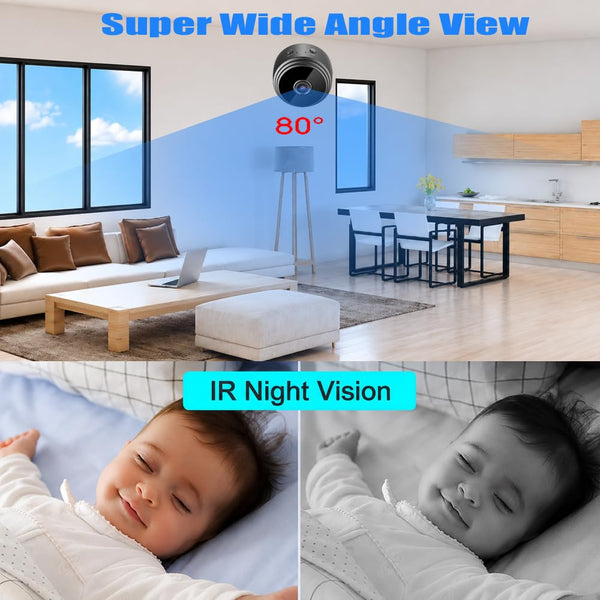 Eye4Spy HD Live View Mini Camera - V380 Pro | Motion Alerts | Low-Light Vision | 5V USB Powered | No Recording | No Battery | Spy Camera for Home & Office Monitoring