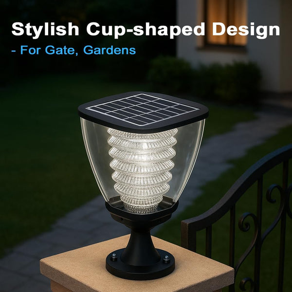 IFITech Solar Pillar Gate Light – Rechargeable Battery, Automatic Dusk-to-Dawn, Waterproof, Stylish Outdoor Garden & Gate Decor Light, Works Up to 2 Nights on a Single Charge (Pack of 2)