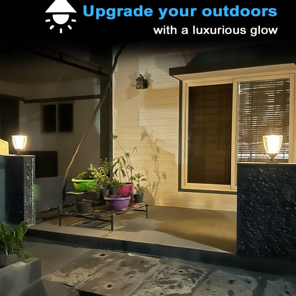 IFITech Solar Pillar Gate Light – Rechargeable Battery, Automatic Dusk-to-Dawn, Waterproof, Stylish Outdoor Garden & Gate Decor Light, Works Up to 2 Nights on a Single Charge (Pack of 2)