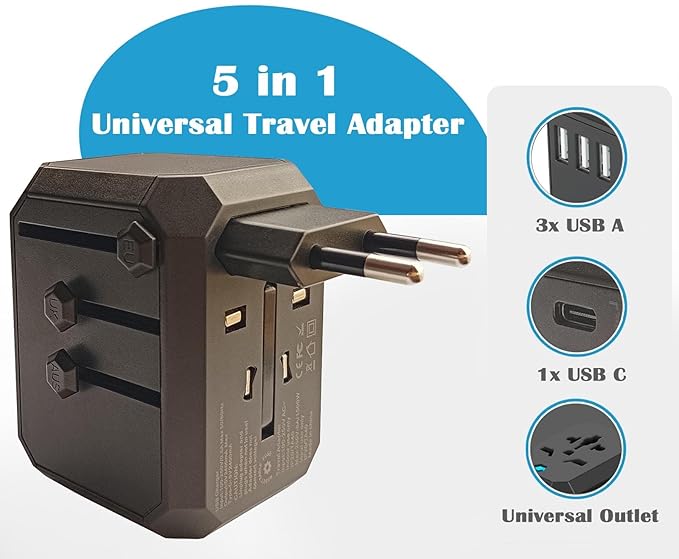 IFITech 30W Universal Travel Adapter - White, Black (Pack of 2)