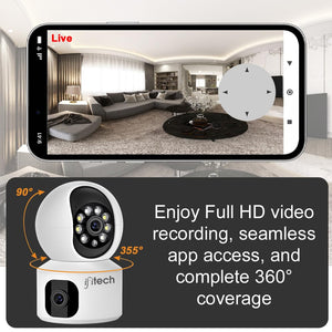 IFITech 360° 4MP Dual Lens CCTV Camera | 2MP Each Lens, Wi-Fi Indoor Home Security Camera | 2 Way Talk | Motion Detection Alert | Color Night Vision | Supports SD Card Up to 256GB (Not Included)