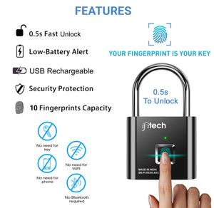 IFITech Anti-Theft  Rechargeable Fingerprint Padlock - P1