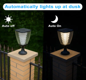 IFITech Solar Pillar Gate Light – Rechargeable Battery, Automatic Dusk-to-Dawn, Waterproof, Stylish Outdoor Garden & Gate Decor Light, Works Up to 2 Nights on a Single Charge (Pack of 2)