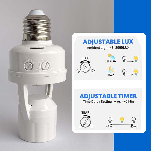 IFITech Motion Sensor Bulb Holder | Auto ON/OFF - Compatible with All E26/E27 Screw Base Bulbs