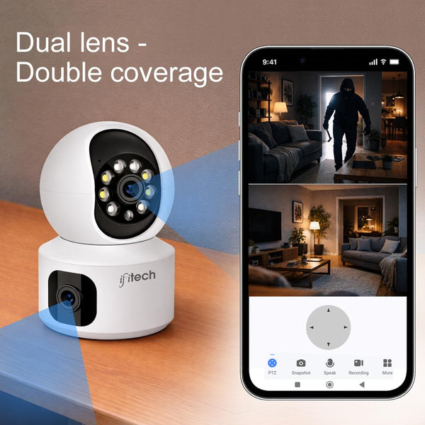 IFITech 360° 4MP Dual Lens CCTV Camera | 2MP Each Lens, Wi-Fi Indoor Home Security Camera | 2 Way Talk | Motion Detection Alert | Color Night Vision | Supports SD Card Up to 256GB (Not Included)