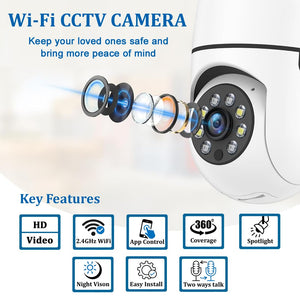 IFITech FTY HD Smart Wi-Fi CCTV Home Security Camera | Indoor 360° Smart CCTV Camera | Bulb Camera | 256GB SD Card Support (Not Included)