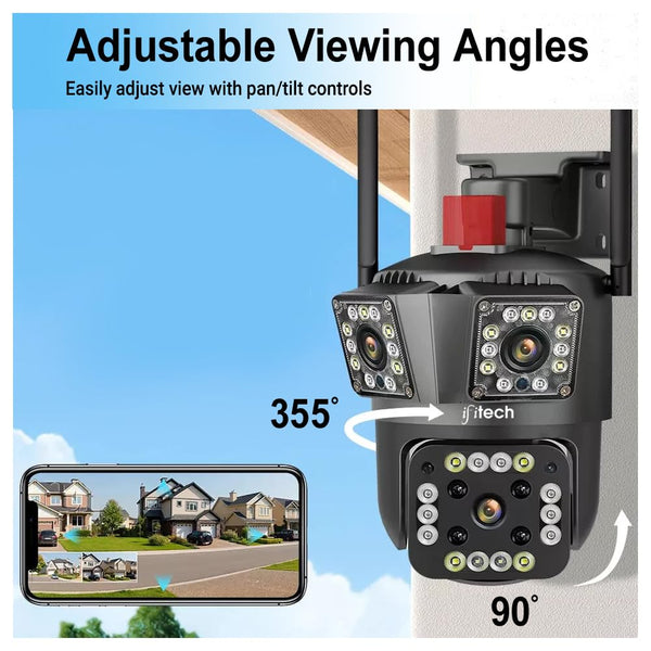 IFITech 12MP Three-Lens Outdoor 4G SIM Based CCTV Security Camera  | Human Detection | Supports Upto 256GB microSD Card