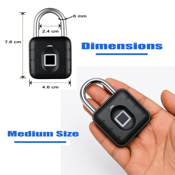 IFITech Smart Fingerprint Padlock | Biometric Padlock | Keyless Lock | Stores Up to 20 Fingerprints | Fingerprint Lock for Gym Locker, Cabinet, Drawer, Luggage & Personal Spaces