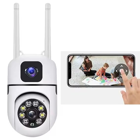 IFITech 4MP Dual Lens Smart Home Security WiFi Camera | External Antenna | 2 Megapixel Each Lens (Fixed & PTZ)