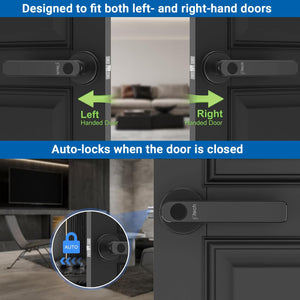 Keyless Biometric Access Door Lock | Stores Up to 50 Unique Fingerprints | 2 Manual Key | Fingerprint Door Lock for Home, Office, Hotel (Black) | Long Battery Life