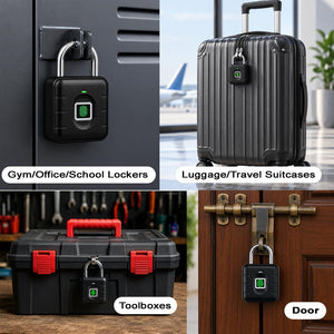 IFITech Smart Fingerprint Padlock | Biometric Padlock | Keyless Lock | Stores Up to 20 Fingerprints | Fingerprint Lock for Gym Locker, Cabinet, Drawer, Luggage & Personal Spaces