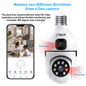 IFITech 4MP Dual Lens WiFi Bulb Camera | Indoor Security and Color Night Vision