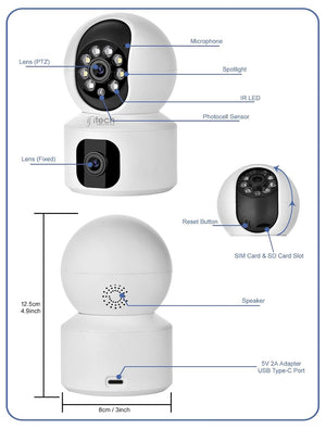 IFITech 4MP Full HD Smart 4G Dual Lens CCTV Camera – 4G LTE Connectivity | 360° Coverage | Two-Way Audio | Colorful Night Vision | Plug & Play (Easy Setup) | No Wi-Fi Required