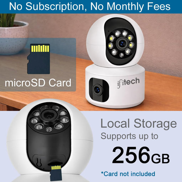 IFITech 360° 4MP Dual Lens CCTV Camera | 2MP Each Lens, Wi-Fi Indoor Home Security Camera | 2 Way Talk | Motion Detection Alert | Color Night Vision | Supports SD Card Up to 256GB (Not Included)