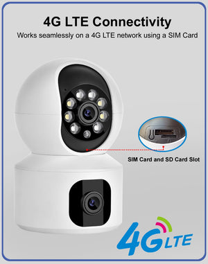IFITech 4MP Full HD Smart 4G Dual Lens CCTV Camera – 4G LTE Connectivity | 360° Coverage | Two-Way Audio | Colorful Night Vision | Plug & Play (Easy Setup) | No Wi-Fi Required