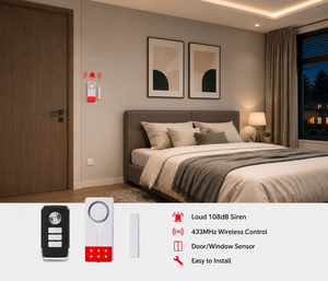 IFITech Magnetic Alarm with Sound and Light, 108 dB Alarm, Wireless alarm, Magnetic Door/Window Sensor