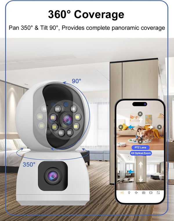 IFITech 4MP Full HD Smart 4G Dual Lens CCTV Camera – 4G LTE Connectivity | 360° Coverage | Two-Way Audio | Colorful Night Vision | Plug & Play (Easy Setup) | No Wi-Fi Required