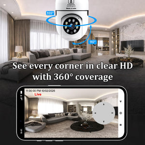IFITech FTY HD Smart Wi-Fi CCTV Home Security Camera | Indoor 360° Smart CCTV Camera | Bulb Camera | 256GB SD Card Support (Not Included)