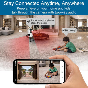 IFITech 360° 4MP Dual Lens CCTV Camera | 2MP Each Lens, Wi-Fi Indoor Home Security Camera | 2 Way Talk | Motion Detection Alert | Color Night Vision | Supports SD Card Up to 256GB (Not Included)