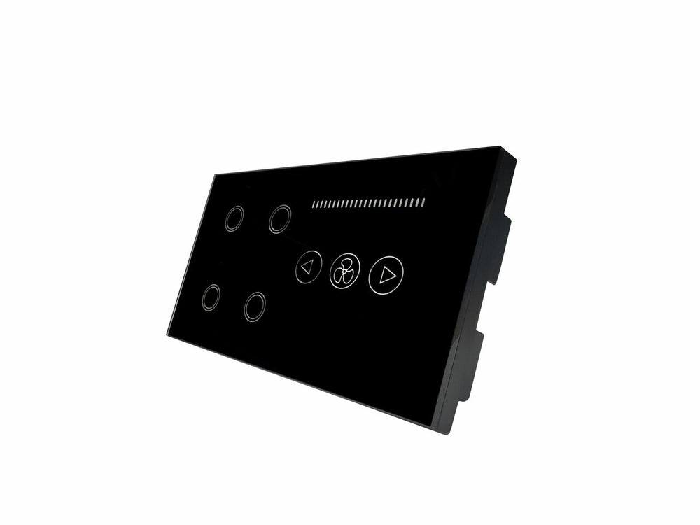 IFITech Smart Touch · Dimmer/Touch Ceiling Fan · Tempered Glass · WiFi Control · 4 Gang Wall Switch - Black