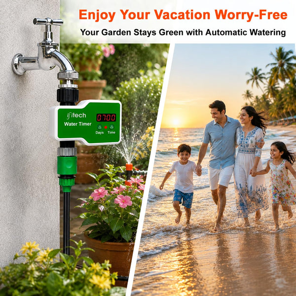Automatic Water Timer with LED Digital Display | IP65 Waterproof Drip Irrigation Controller | Easy Install for Garden, Lawn, Balcony & Potted Plants