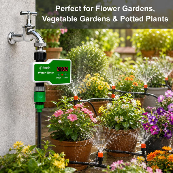 Automatic Water Timer with LED Digital Display | IP65 Waterproof Drip Irrigation Controller | Easy Install for Garden, Lawn, Balcony & Potted Plants