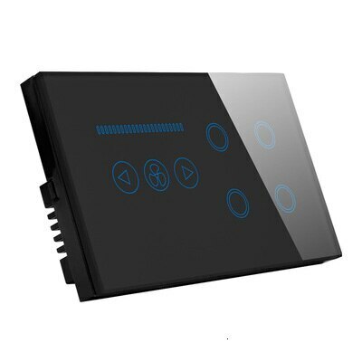 IFITech Smart Touch · Dimmer/Touch Ceiling Fan · Tempered Glass · WiFi Control · 4 Gang Wall Switch - Black