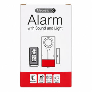 IFITech Magnetic Alarm with Sound and Light, 108 dB Alarm, Wireless alarm, Magnetic Door/Window Sensor