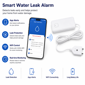 IFITech Wifi Water Leakage Detector, SmartLife App Compatible Water Overflow Alarm