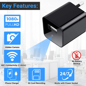 IFITech Hidden Spy Camera USB Charger – 1080P HD WiFi Mini Camera