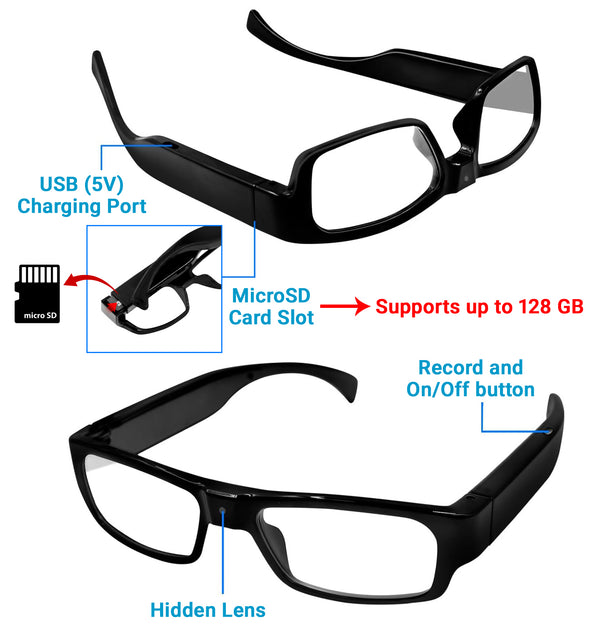 Eye4Spy Hidden Camera Glasses – 1080P HD Wearable Mini Spy Eyewear