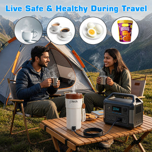 IFITech 2-in-1 Portable Electric Kettle Stainless Steel Leakproof Flask for Boiling Water and Warming Milk | USB Type-C & AC Power | 300W Fast Heating | Portable Electric Water Bottle for Travel