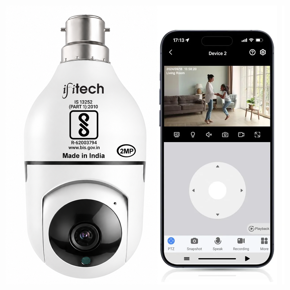 IFITech 2MP HD Wi-Fi Pan/Tilt Bulb Camera - Smart Life App