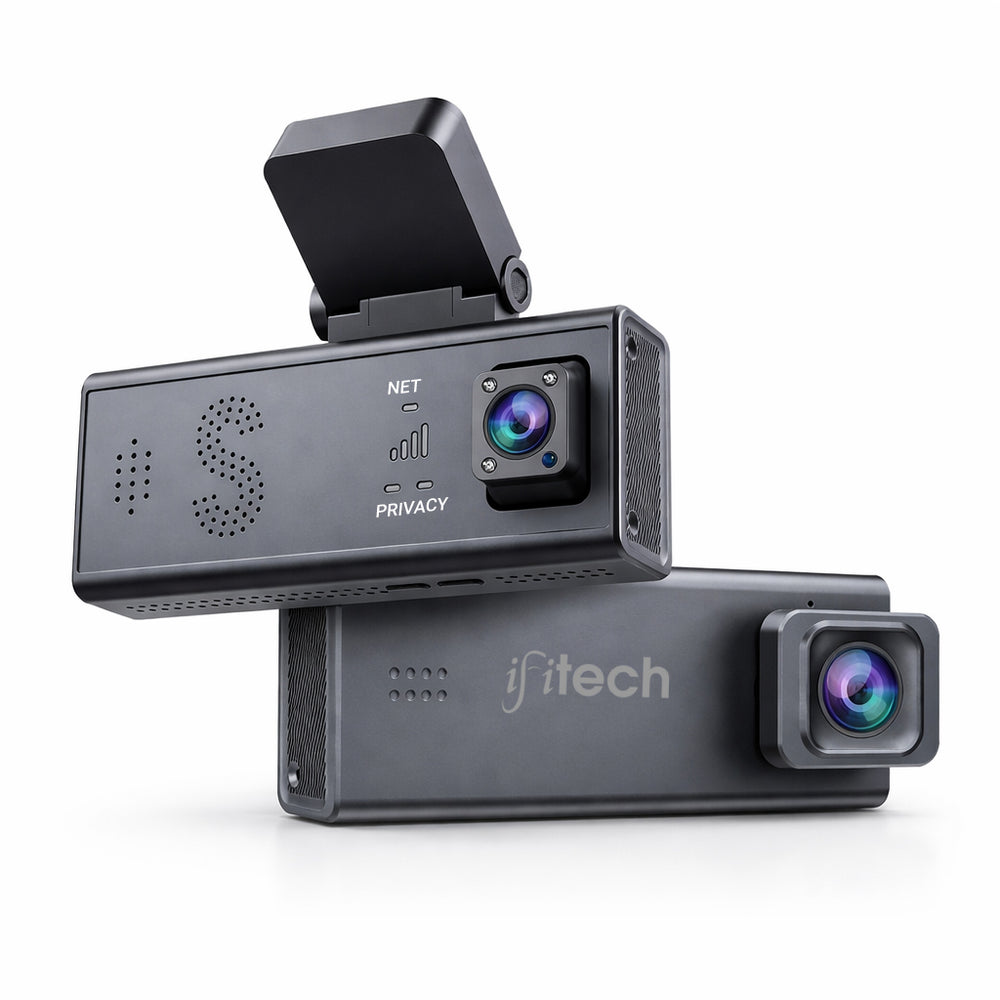 IFITech 3MP QHD Car Dashcam, 4G Sim Based Car Camera Dual Channel, Night Vision, Microphone, G-Sensor, Built-in GPS, App Control