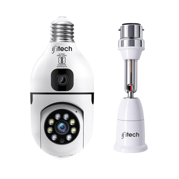 IFITech 4MP Ultra HD Wi-Fi Pan/Tilt Bulb Camera with Adjustable Holder - V380 App