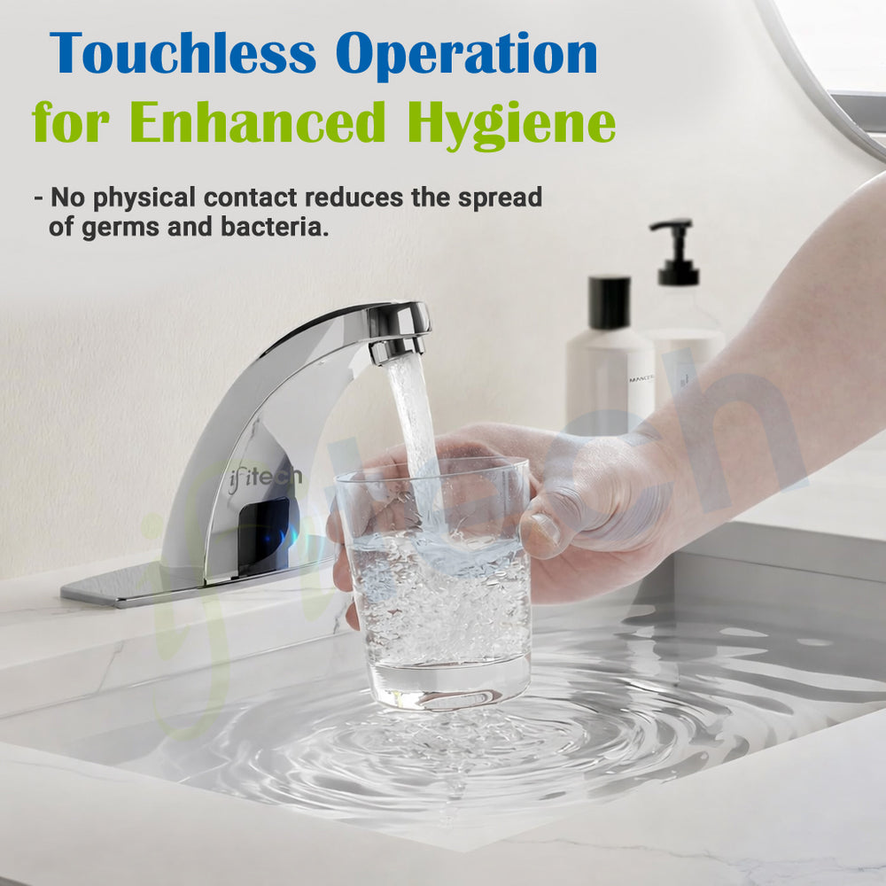 IFITech Automatic Sensor Water Tap, Hands Free Touchless Faucet, Touchless Basin Faucet with Dual Power (Electric & Battery), Stainless Steel Chrome Finish, Water Saving Smart Tap