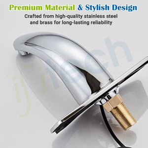 IFITech Automatic Sensor Water Tap, Hands Free Touchless Faucet, Touchless Basin Faucet with Dual Power (Electric & Battery), Stainless Steel Chrome Finish, Water Saving Smart Tap