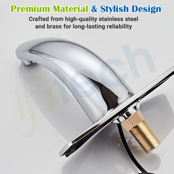 IFITech Automatic Sensor Water Tap, Hands Free Touchless Faucet, Touchless Basin Faucet with Dual Power (Electric & Battery), Stainless Steel Chrome Finish, Water Saving Smart Tap