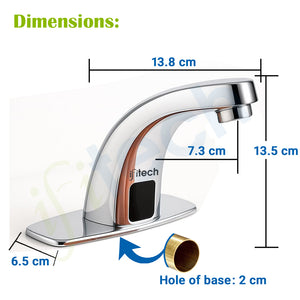 IFITech Automatic Sensor Water Tap, Hands Free Touchless Faucet, Touchless Basin Faucet with Dual Power (Electric & Battery), Stainless Steel Chrome Finish, Water Saving Smart Tap