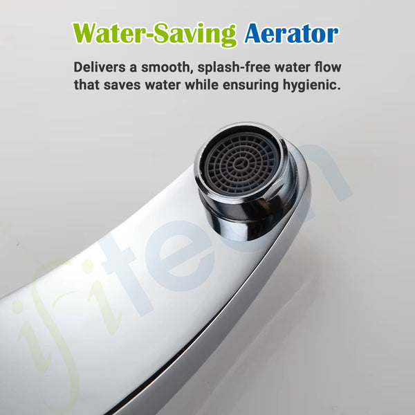 IFITech Automatic Sensor Water Tap, Hands Free Touchless Faucet, Touchless Basin Faucet with Dual Power (Electric & Battery), Stainless Steel Chrome Finish, Water Saving Smart Tap