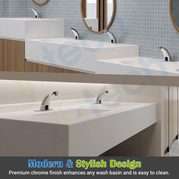 IFITech Automatic Sensor Water Tap, Hands Free Touchless Faucet, Touchless Basin Faucet with Dual Power (Electric & Battery), Stainless Steel Chrome Finish, Water Saving Smart Tap